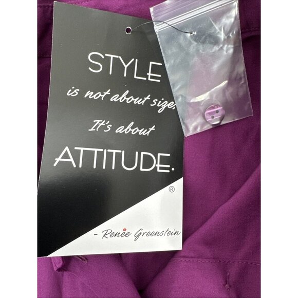 Attitudes By Renee Petite Woven Button Front Shirt Pleated Cuff‎ Size PM Purple - Picture 14 of 15